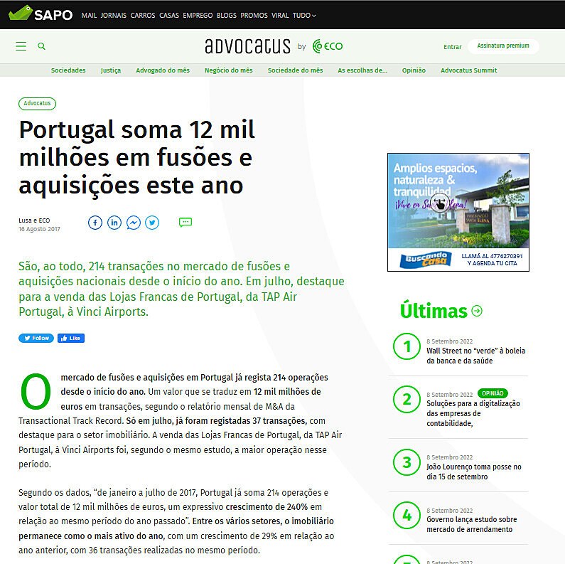 Portugal soma 12 mil milhes em fuses e aquisies este ano